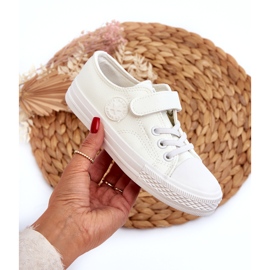 News Læder børnesneakers med velcro, hvid 4