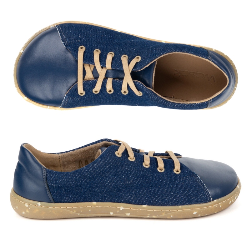 WASAK Kvinders barfodede sko minimalistisk læder 0771W Navy Blue Jeans blå 1
