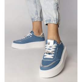 Denim sneakers dekoreret med glitter og zirkoner blå 2
