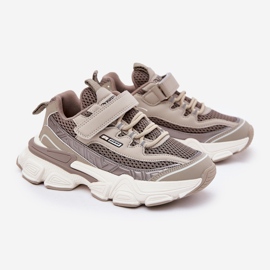 Sneakers sportssko til khaki velcro beige 1