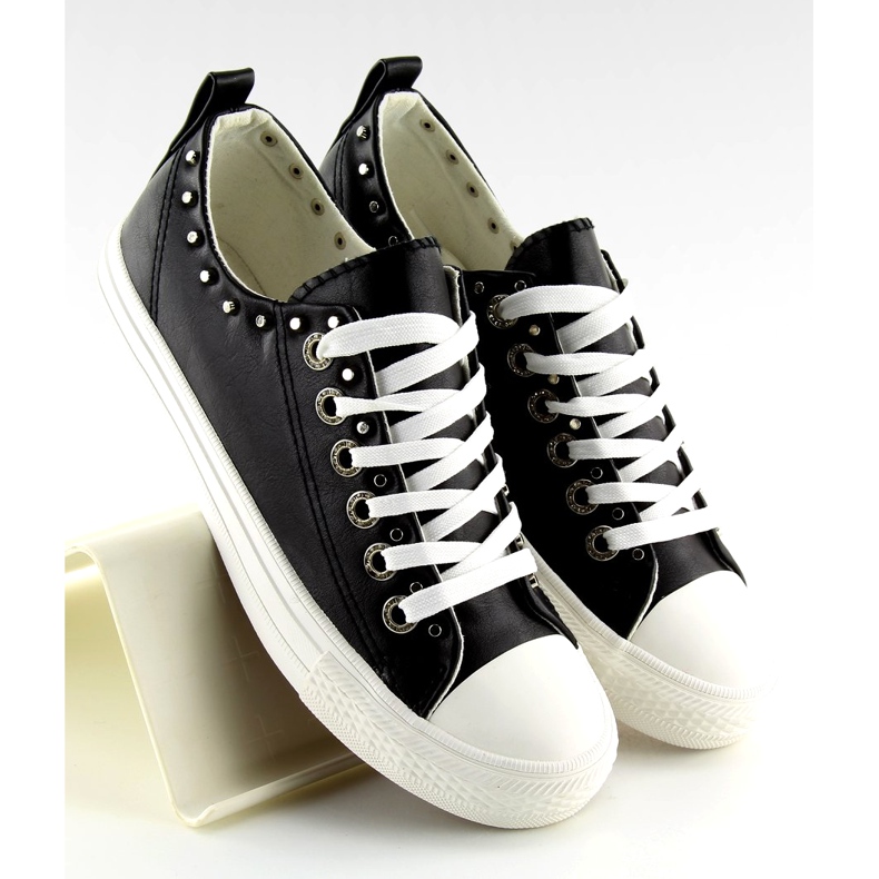 Sorte SM-2738 Sorte damesneakers med nitter 1