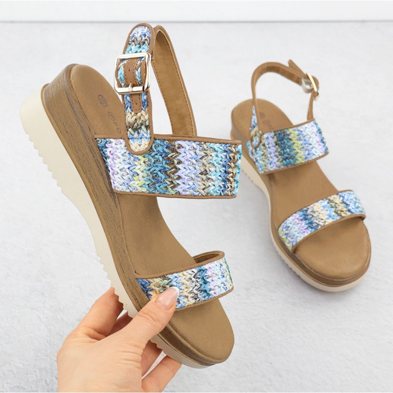 Kvinders sandaler til kileblå Potocki Braid 45302 1