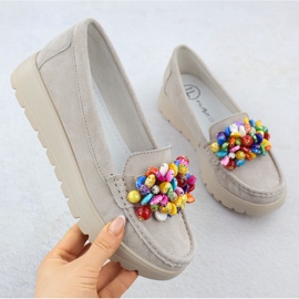 Læder loafers på en platform med beige beige filippo 6828 1
