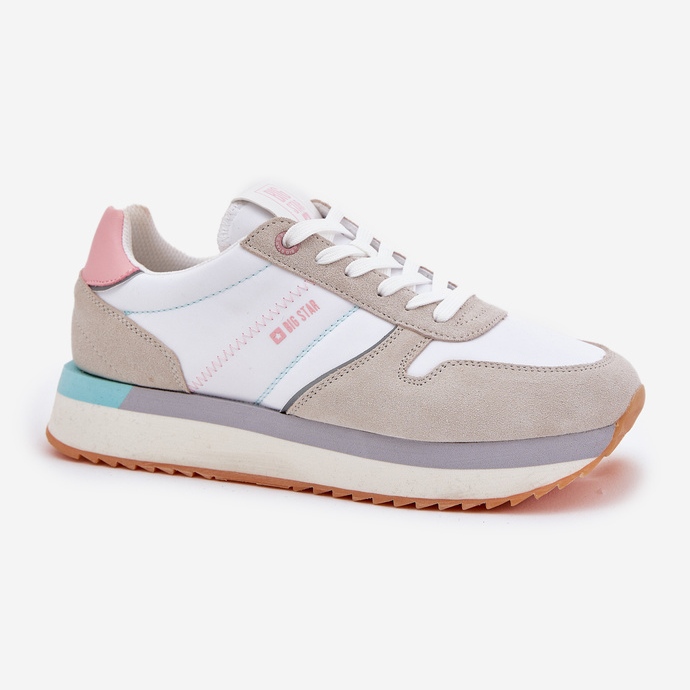 Kvinders ruskind sneakers Big Star RR274A047 Hi-Polish Beige-White System 1