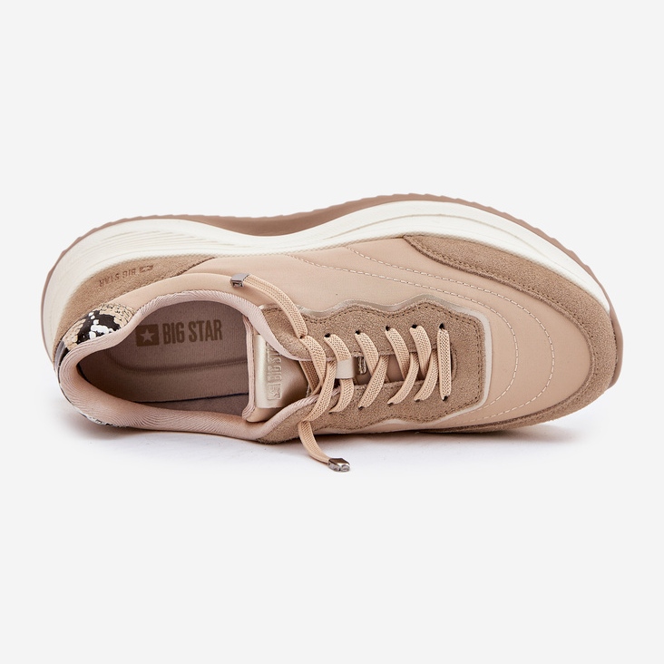 Big Star Kvinders ruskind sneakers på den store stjerne RR274A345 Hi-Poly Dark-Line Platform beige 2