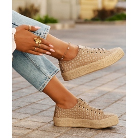 Patrouched Women's Sneakers på platformen med Lee Cooper LCW-25-08-3646L Khaki Braid beige 2