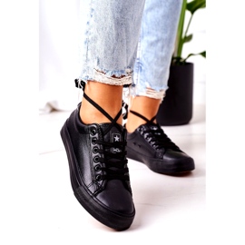 NEWS Kvinders øko-læder sorte sneakers 2