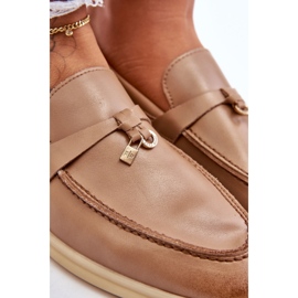Beige lædermoccasiner til kvinder 5