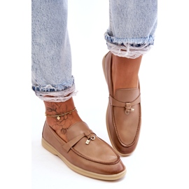 Beige lædermoccasiner til kvinder 4