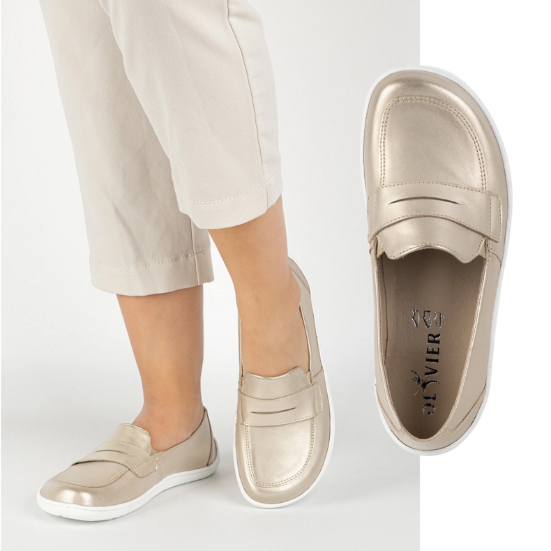 Olivier Barefoot Elegant Women's Minimalist Leather Loafers 1280 Zlotys gylden 1