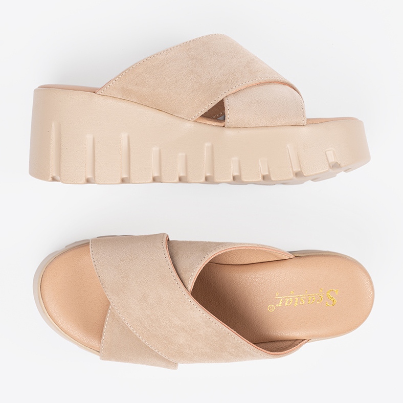 Seastar Damesandaler i beige ruskind 1