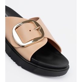 Seastar Beige kvinders flip flops med en gylden spænde 1