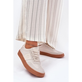 Big Star Kvinders sneakers store stjerne RR274806 beige 2