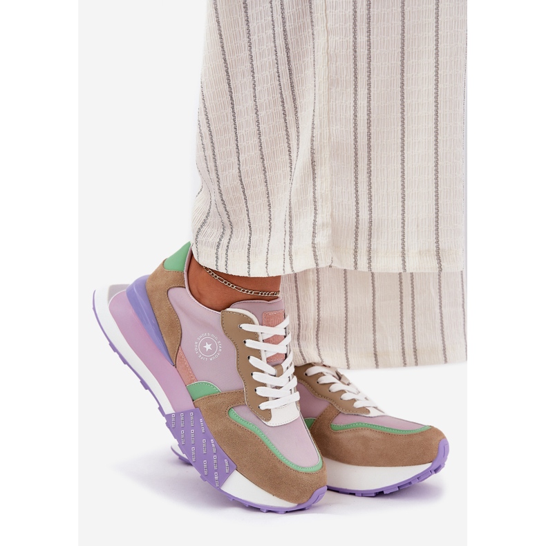 Kvinders ruskind sneakers på Big Star RR274815 Hi-Polish Pink System Platform lyserød 1