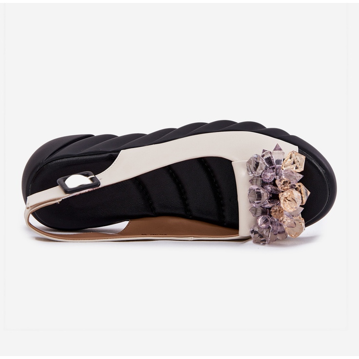 Kvinders lædersandaler med Artiker 54C1627 Crystals Beige 2