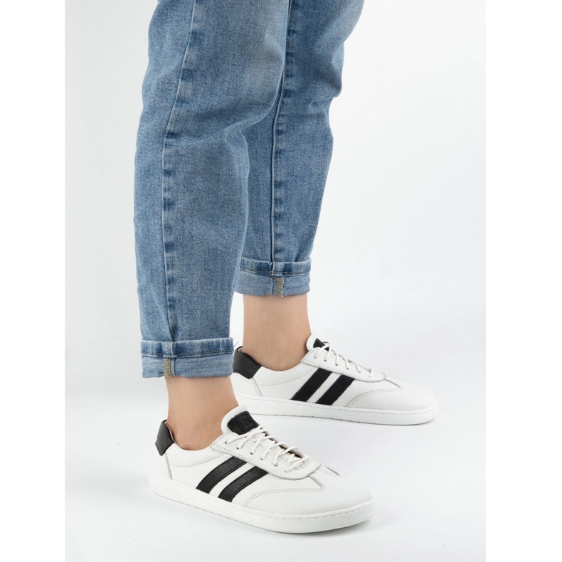 Kvinders lædersko Joker Blackorwhite White - Minimalistiske sneakers Olivier hvid 1