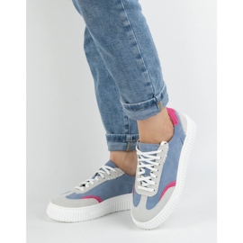Olivier Kvinders læder -sneakers på N1202S4 -platformen Blå 1