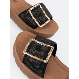 Seastar Sort flip flops dekoreret med en gylden klemme 3