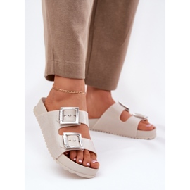 Duftende kvinder flip flops med spænder og glitter zaxy rr285056 beige 2