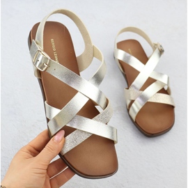 Kvinders flade sandaler Sergio Leone SK088H Roman Romanes gylden 1