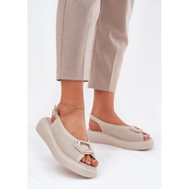 S.Barski Kvinders lædersandaler med et ornament af S. barski LR51-786 beige 2