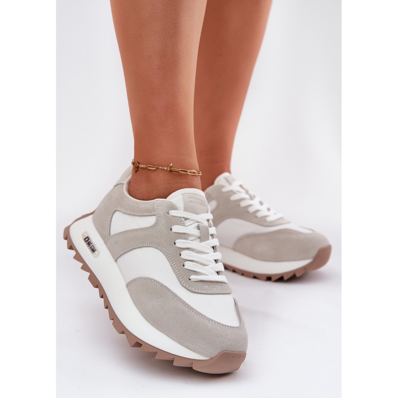 Big Star Ruskind sneakers på kvindernes store stjerne RR274896 Women's platform Hi-Polish System Biało-Share hvid 2