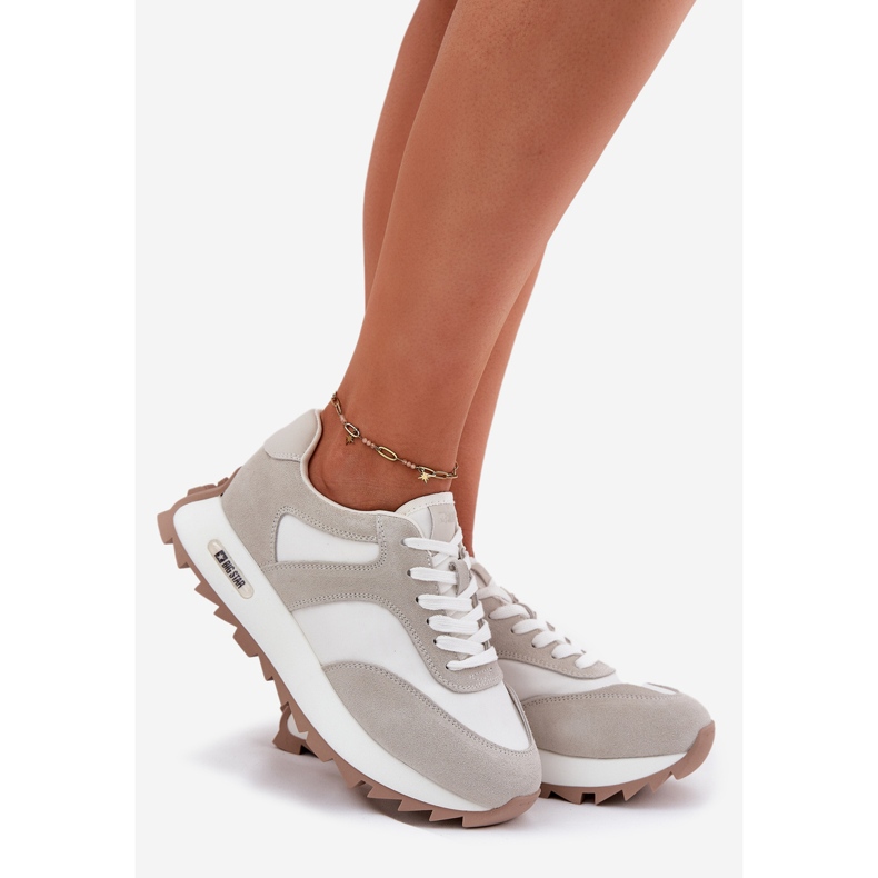 Big Star Ruskind sneakers på kvindernes store stjerne RR274896 Women's platform Hi-Polish System Biało-Share hvid 1