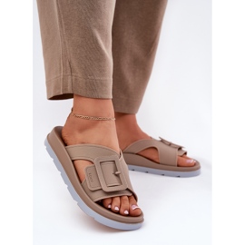 Duftende kvinder flip flops med en dekorativ spænde zaxy RR285076 beige 2