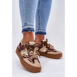 Inna Kvinders sneakers på platformen med dobbelt snøring beige leopard 2