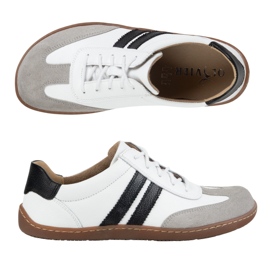 Olivier Barfodet kvinders minimalistiske lædersko 1287 Hvid med sorte sneakers 1