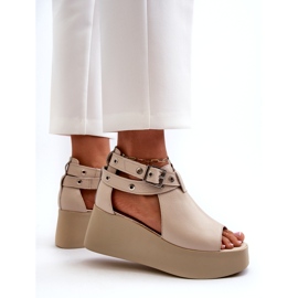 Zazoo 1732 lædersandaler, beige 2