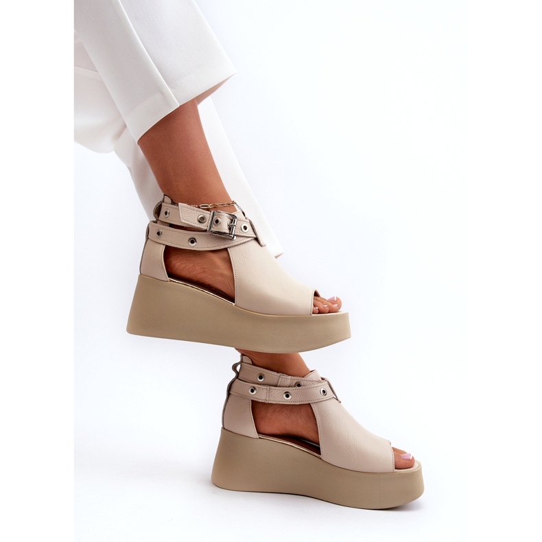 Zazoo 1732 lædersandaler, beige 3