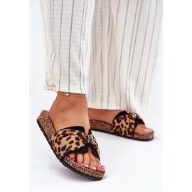 Inna Kvinders flip flops på Cork -platformen Leopard brun 2