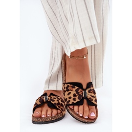 Inna Kvinders flip flops på Cork -platformen Leopard brun 3