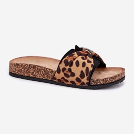 Inna Kvinders flip flops på Cork -platformen Leopard brun 4