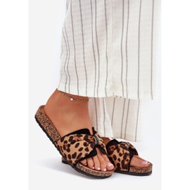 Inna Kvinders flip flops på Cork -platformen Leopard brun 1