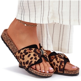 Inna Kvinders flip flops på Cork -platformen Leopard brun 7