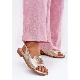 S.Barski Elegant kvinders flade sandaler med et ornament af S. Barski Kv51-082 guld gylden 2