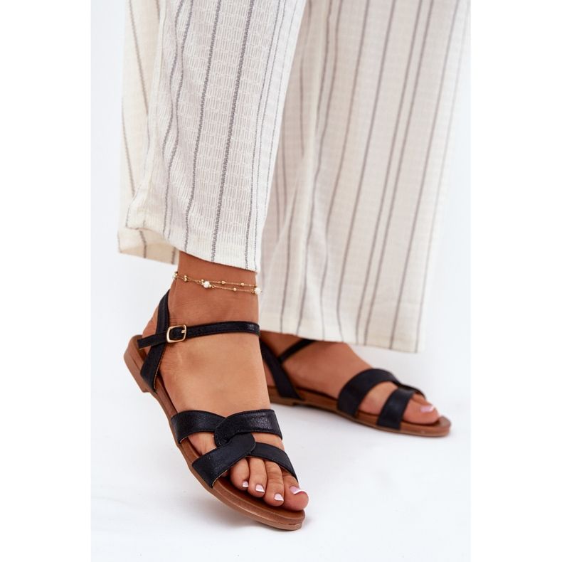 S.Barski Flat blanke kvinders sandaler S. Barski Kv51-022 Sort 2