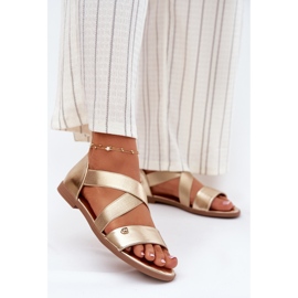 EVento Flade kvinders sandaler med fleksible gyldne striber gylden 2