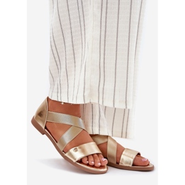 EVento Flade kvinders sandaler med fleksible gyldne striber gylden 1