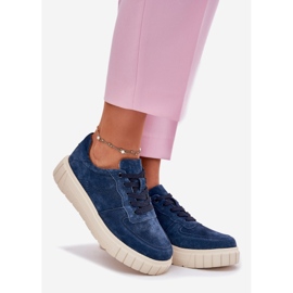 EVento Kvinders ruskind sneakers på platform Navy Blue blå 1