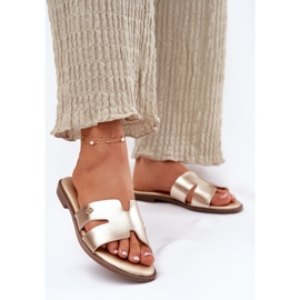 EVento Kvinders flade klapper med Eco Leather Golden Leather gylden 2