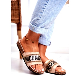 EVento Kvinders BeNice Beige flip -flops på kork med strass 1