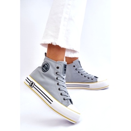 Big Star Kvinders høje materiale sneakers på den store stjerne LL274188 platform lyseblå 1