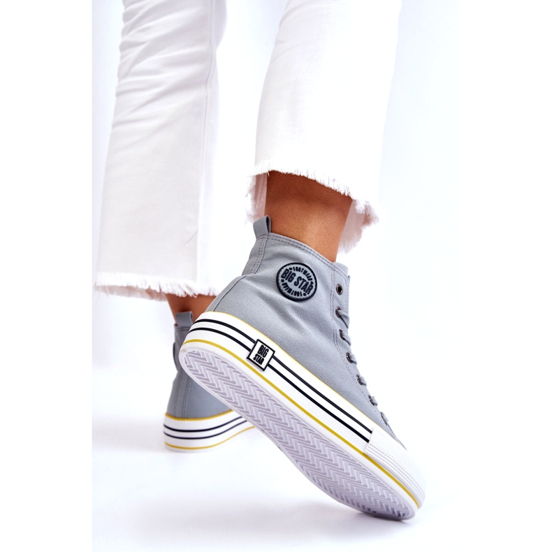Big Star Kvinders høje materiale sneakers på den store stjerne LL274188 platform lyseblå 2