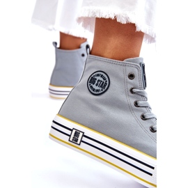 Big Star Kvinders høje materiale sneakers på den store stjerne LL274188 platform lyseblå 3