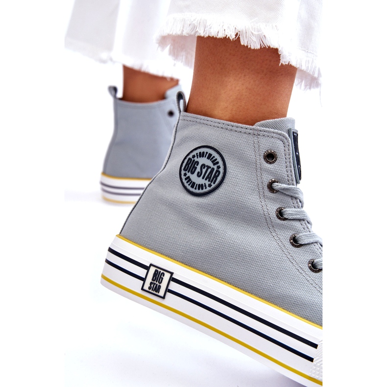 Big Star Kvinders høje materiale sneakers på den store stjerne LL274188 platform lyseblå 3