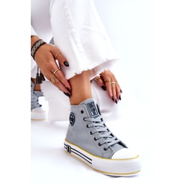 Big Star Kvinders høje materiale sneakers på den store stjerne LL274188 platform lyseblå 4