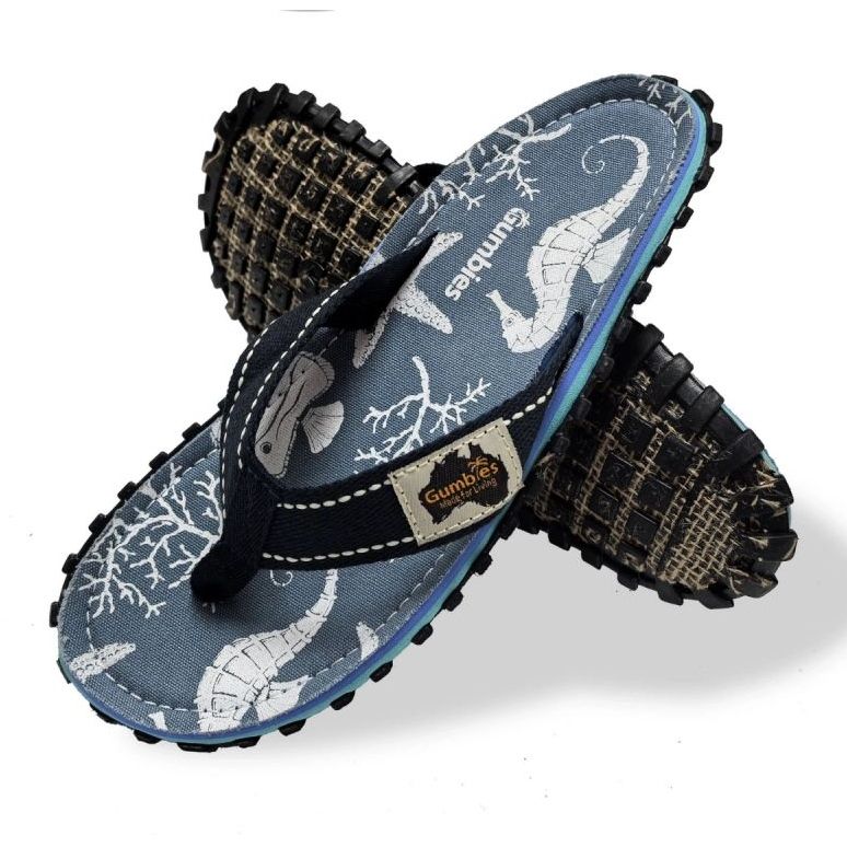 Japanese Gumbies Islander Flip-Flops Unisex Seahorse Gu-FFISL152 blå 1